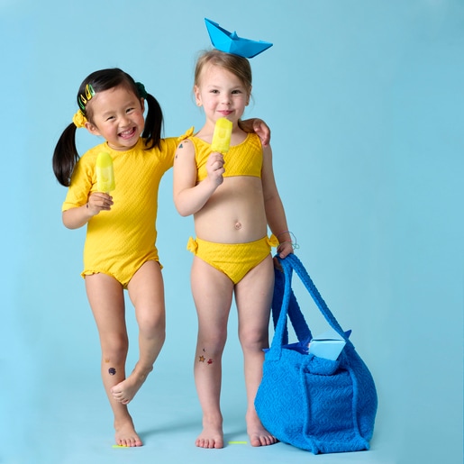 Girls swimsuit with long sleeves in Logo yellow
