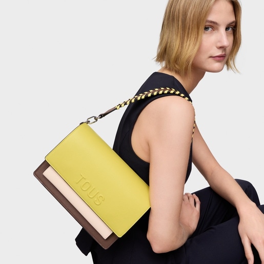 Medium lime and nude Crossbody bag Audree Saffiano