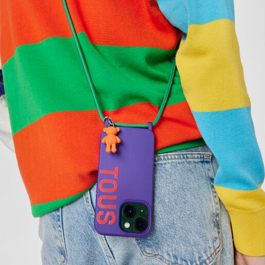 Lilac-colored Delray 13 Pro hanging Cell phone cover TOUS Rope Bear