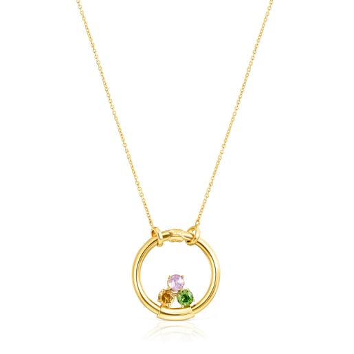 Colgante con baño de oro 18 kt sobre plata y gemas Hold