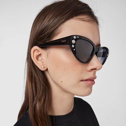 Square Bear sunglasses in black with decorative stones