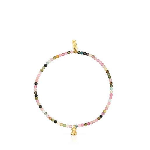 18kt gold plating over silver elastic Bracelet with tourmalines TOUS Bold Bear