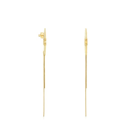 Aretes largos con baño de oro 18 kt sobre plata Lure