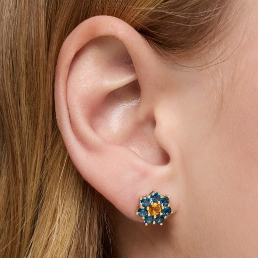 Gold Earrings with gemstones Daisy