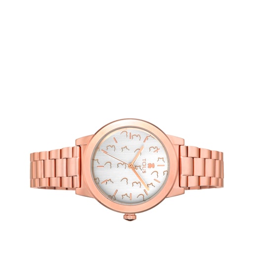 Uhr Glazed aus roséfarbenem IP Stahl