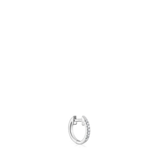 Krátka 8,5 mm Obručová samostatná náušnica z bieleho zlata s diamantmi Les Classiques