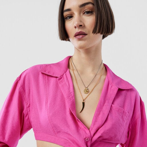 Колье TOUS Good Vibes с цифрой 13 и подковой из вермеля и темного серебра с драгоценными камнями