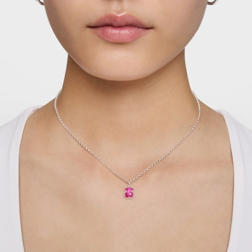 Collar corto de plata y rubí creado en laboratorio Icon Color LGG