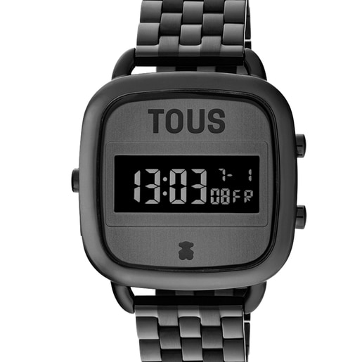 D-Logo Digital watch with black IP steel strap