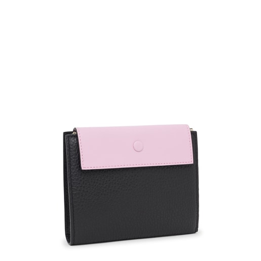 Portefeuille TOUS Empire petit en cuir noir et mauve