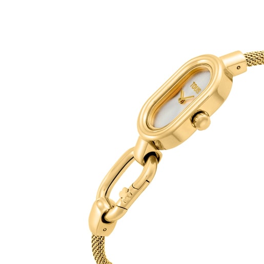 Reloj analógico/digital con brazalete de acero dorado TOUS Hold Oval