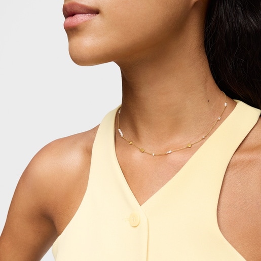 Sweet Dolls gold Choker with motifs and cultured pearls