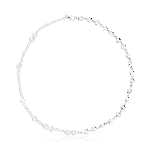 Collar de plata y perlas cultivadas con motivos Mini Icons