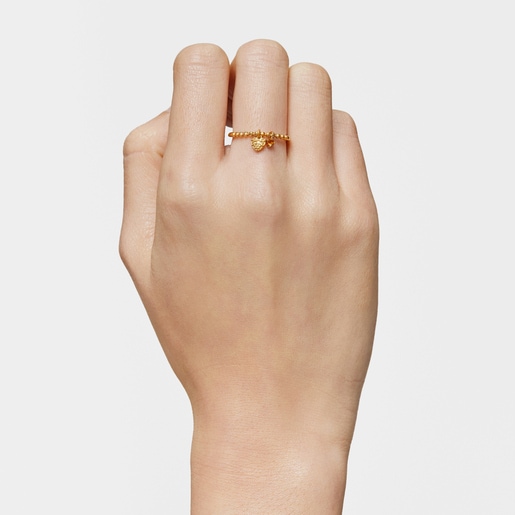 Small Ring with 18kt gold plating over silver and orange garnet TOUS Grain
