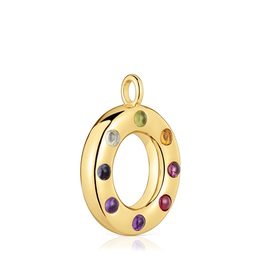 Medium Pendant with 18kt gold plating over silver and gemstones Sugar Party