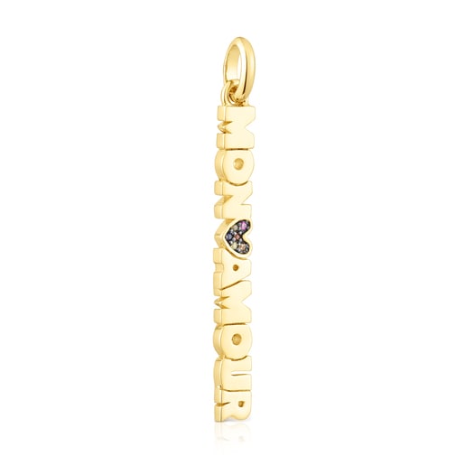 Silver vermeil TOUS Crossword Mon Amour Pendant with sapphires