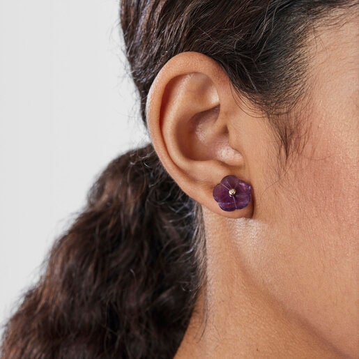 Золотые серьги Vita с аметистом и бриллиантом