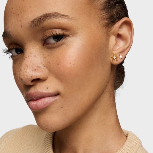 Gold Earrings with diamonds Daisy