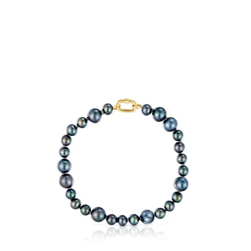 Pulsera de oro y perlas barrocas cultivadas Hold Oval