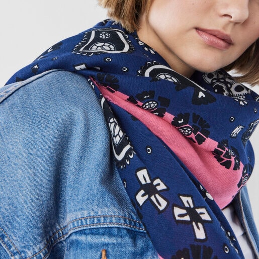 Pañuelo bandana grande azul TOUS Gems