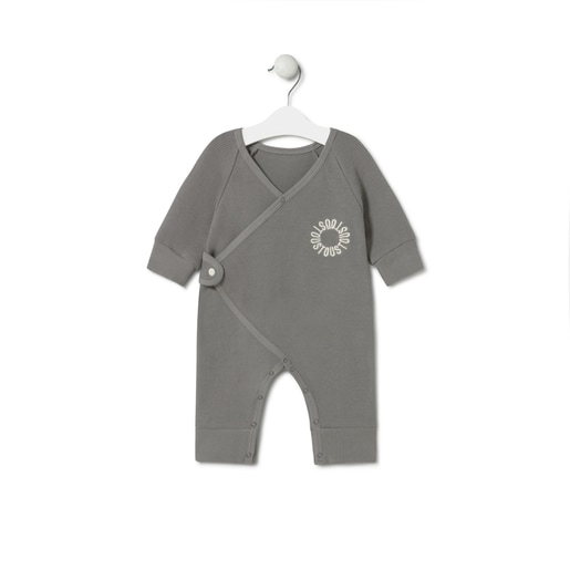 Wrap-over baby playsuit in Classic grey