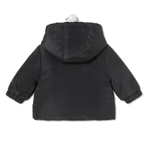 Hooded coat in Party black