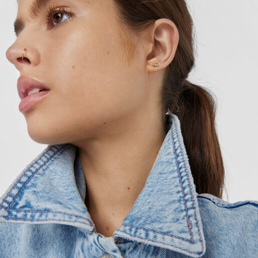 ピアス Mini Ivette　プラシオライト・アメジスト・18金ゴールド