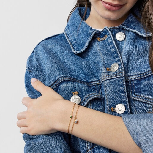 Pulsera con baño de oro 18 kt sobre plata con estrella de zafiros TOUS New Motif