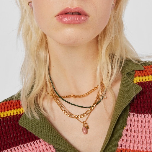 Silver vermeil Virtual Garden Pendant with rhodonite