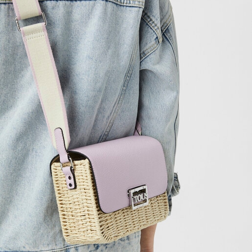 モーブカラーのラフィア製クロスボディバッグ TOUS Legacy Summer