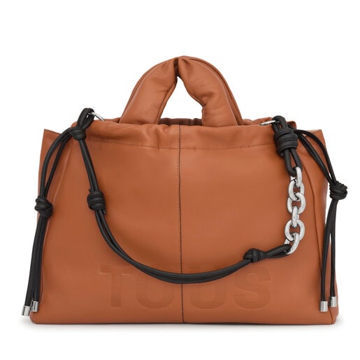 Large leather-colored leather One-shoulder bag TOUS Cloud | TOUS