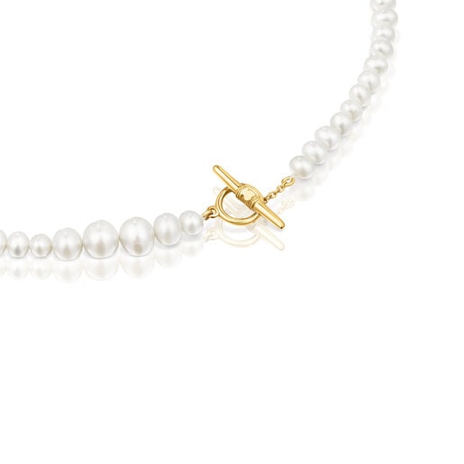 Cultured pearl Lure Necklace with silver vermeil | TOUS