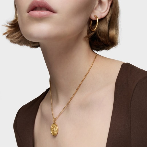 Medalla pequeña con baño de oro 18 kt sobre plata y topacio Tamara Falcó X TOUS