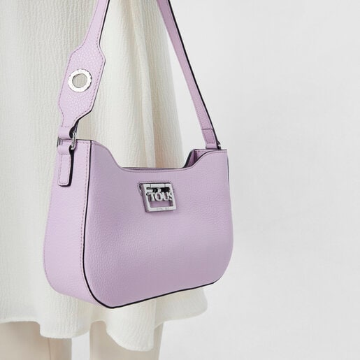 Sac porté épaule en cuir mauve TOUS Legacy