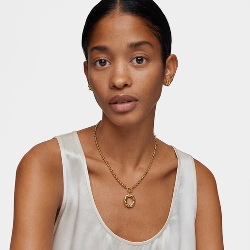 Medium Pendant with 18kt gold plating over silver and gemstones Sugar Party