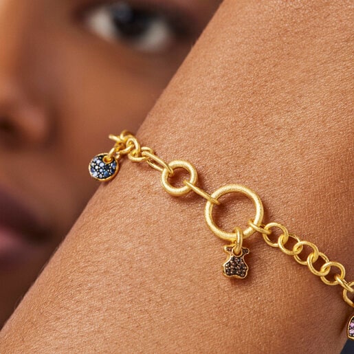 Браслет Luah из вермеля с сапфирами и кварцем