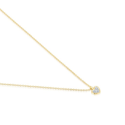 Gold San Valentín Necklace with diamonds and a heart motif