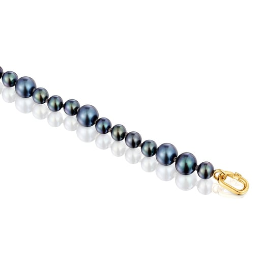 Pulsera de oro y perlas barrocas cultivadas Hold Oval