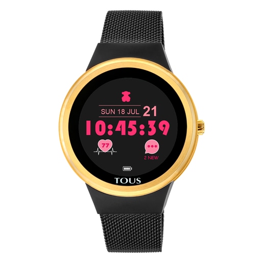 Reloj smartwatch Rond Connect de acero IP dorado con correa mesh