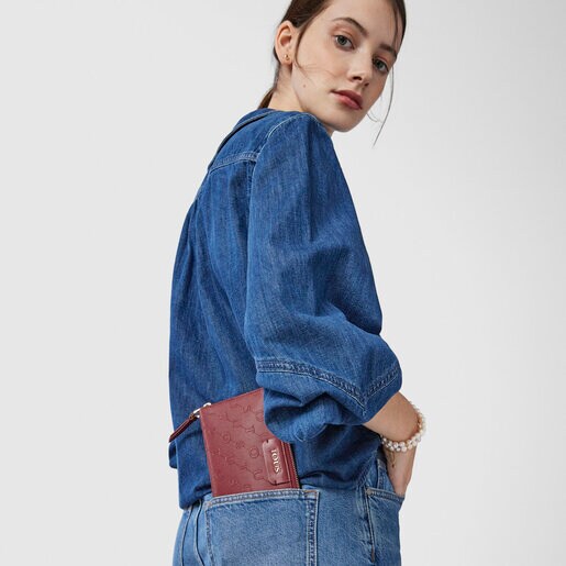 Medium burgundy Script Day wallet