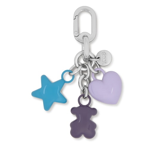 Purple and silver-colored Key ring Puffed Motifs