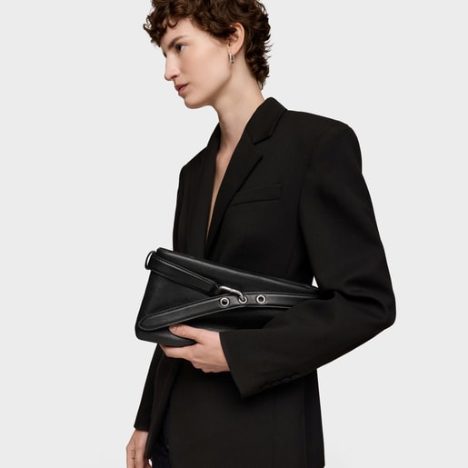 حقيبة يد كلاتش من الجلد باللون الأسود من التشكيلة TOUS Hold