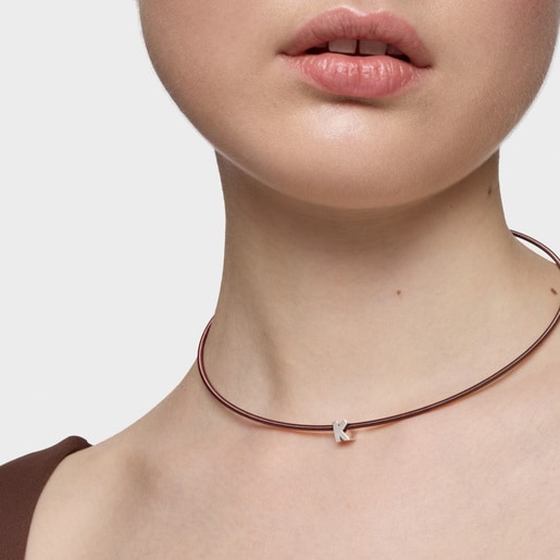 7 mm silver letter K Charm TOUS Mesh Tube