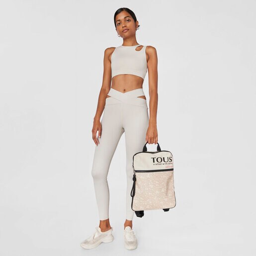 フラットなベージュのナイロン製リュックサック TOUS Kaos Mini Evolution