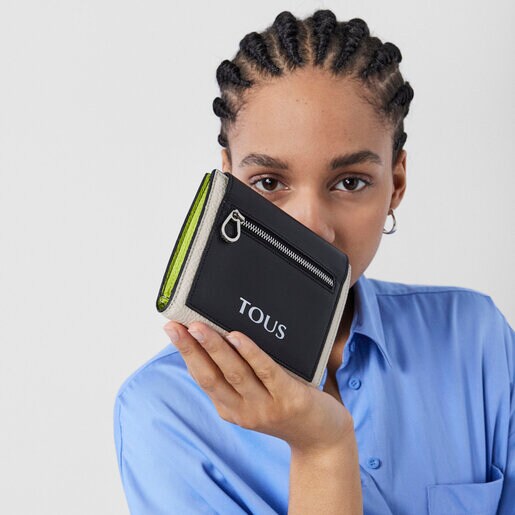 Portefeuille TOUS Empire petit en cuir beige et noir