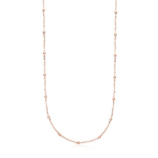 Collaret amb bany d'or rosa 18 kt sobre plata i boles intercalades TOUS Chain