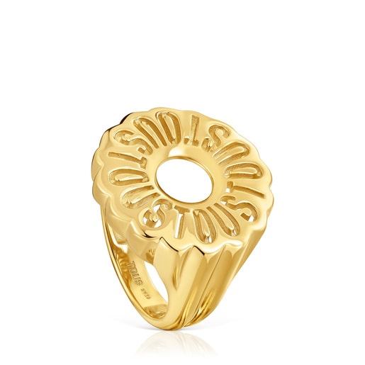 Signet ring with 18kt gold plating over silver Miranda