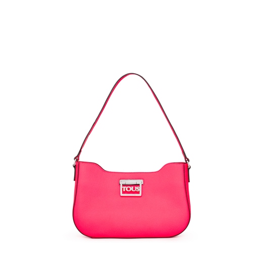 Sac porté épaule en cuir rose fluo TOUS Legacy