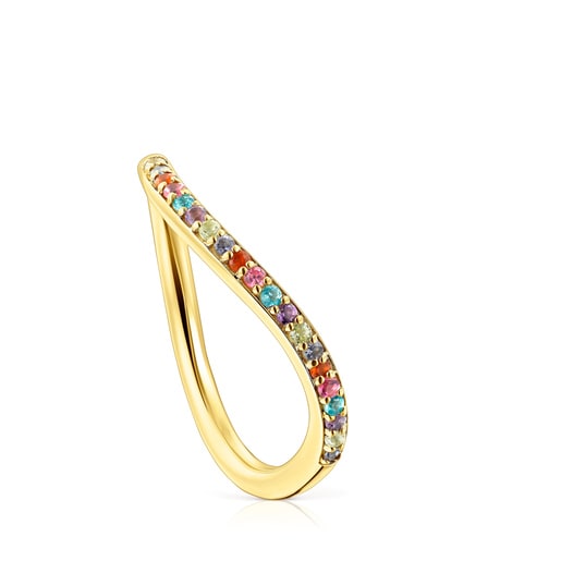 Anello con placcatura in oro 18 kt su argento e gemme TOUS Vibrant Colors