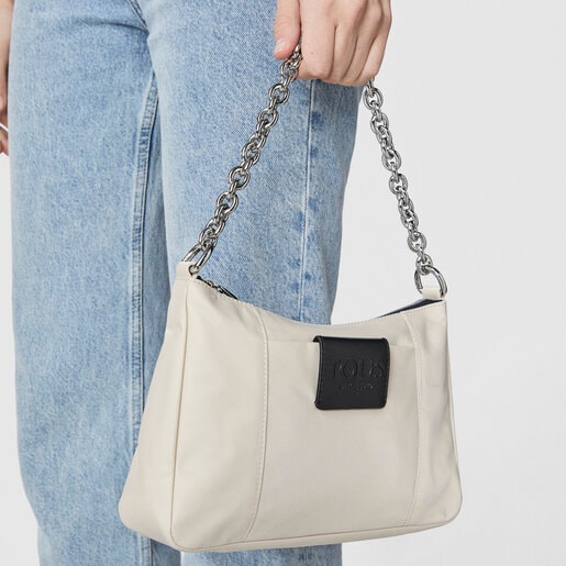 Бежевая сумка-кроссбоди на цепочке TOUS Empire Soft Chain cреднего размера